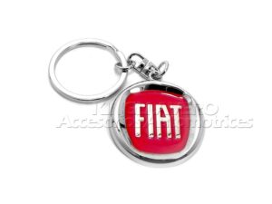 Llavero Metálico Circular Escudo Rojo Relieve Diseño Italiano