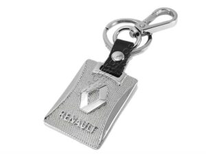 LLAVERO RENAULT, ACABADO CROMO CON PIEL