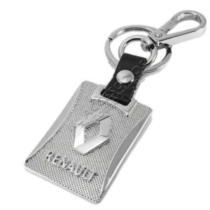 LLAVERO RENAULT, ACABADO CROMO CON PIEL