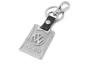 LLAVERO VOLKSWAGEN, ACABADO CROMO CON PIEL