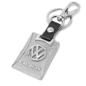 LLAVERO VOLKSWAGEN, ACABADO CROMO CON PIEL