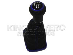 SET DE PALANCA DE VELOCIDADES CON FUNDA DE PIEL Y MARCO EN COLOR AZUL-JETTA Y GOLF MK4.