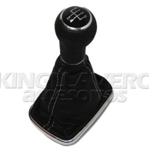 SET DE PALANCA DE VELOCIDADES CON FUNDA DE PIEL Y MARCO CROMO-JETTA Y GOLF MK4.