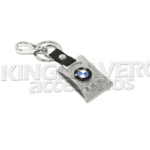 LLAVERO BMW, ACABADO CROMO CON PIEL
