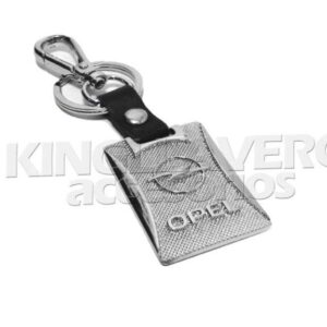 LLAVERO ACABADO CROMO CON PIEL – OPEL