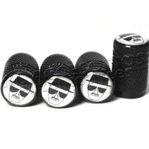 JUEGO DE TAPAS AIRE LLANTA, BREAKING BAD EDITION, HEISENBERG, ALUMINIO NEGRO, UNIVERSALES