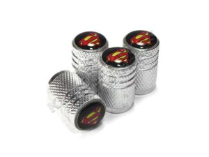 JUEGO DE TAPAS AIRE LLANTA, COMIC EDITION, SUPERMAN, ALUMINIO NEGRO, UNIVERSALES