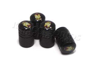 JUEGO DE TAPAS AIRE LLANTA, IRON MAN, ALUMINIO NEGRO, UNIVERSALES