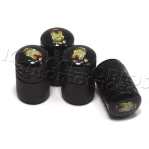 JUEGO DE TAPAS AIRE LLANTA, IRON MAN, ALUMINIO NEGRO, UNIVERSALES
