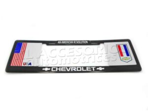 MARCO PORTAPLACA TIPO EUROPEO EDICION CHEVROLET AMERICAN FLAG, USA BADGEHECHO DE PLASTICO ABS CON LETRAS EN RELIEVE, CALCOMANIAS EN VINIL AUTOADHERIBLE IMPRESO CON REFLEJANTE, COMPATIBLE CON TODAS LAS PLACAS MEXICANAS.