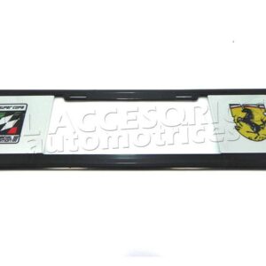Marco portaplaca tipo europeo special edition super copa Ferrari, hecho de plastico compatible con las matriculas mexicanas, se instala en el mismo lugar de las placas actuales sin necesidad de adpataciones.