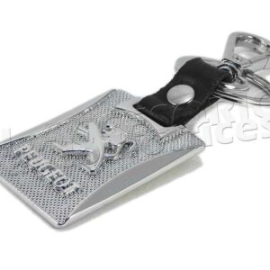 LLAVERO CROMO PIEL PEUGEOT, 206, 207, 306, 307, 308, 3008, RCZ, PARTNER