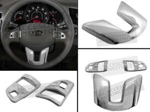 SET DE CUBIERTAS PARA VOLANTE CROMO - KIA SPORTAGE