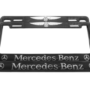 SET DE 2 PORTA PLACAS MERCEDES BENZ ALITAS, LETRAS EN RELIEVE