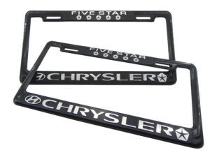 SET DE 2 MARCOS PORTA PLACAS CHRYSLER FIVE STAR, TAMAÑO NACIONAL
