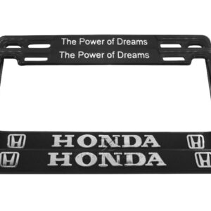 SET DE 2 MARCOS PORTA PLACAS HONDA, LETRAS EN RELIEVE COLOR CROMO