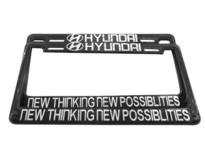 SET DE 2 MARCOS PORTA PLACAS HYUNDAI, NEW THINKING NEW POSSIBILITIES, TAMAÑO NACIONAL