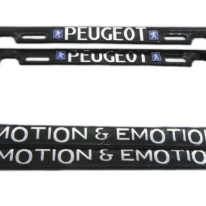SET DE 2 MARCOS PORTA PLACAS PEUGEOT MOTION & EMOTION, TAMAÑO NACIONAL