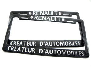 SET DE 2 MARCOS PORTA PLACAS RENAULT CREATEUR D AUTOMOBILE, TAMAÑO NACIONAL