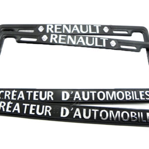 SET DE 2 MARCOS PORTA PLACAS RENAULT CREATEUR D AUTOMOBILE, TAMAÑO NACIONAL