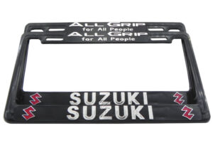 SET DE 2 MARCOS PORTA PLACAS SUZUKI, ALL GRIP FOR ALL PEOPLE, TAMAÑO NACIONAL
