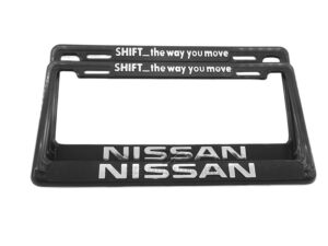 SET DE 2 MARCOS PORTA PLACAS NISSAN, TAMAÑO NACIONAL