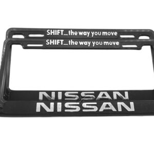 SET DE 2 MARCOS PORTA PLACAS NISSAN, TAMAÑO NACIONAL