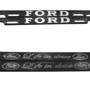 SET DE 2 PORTAPLACAS FORD, LIFE IN DRIVE, ECOSPORT, FOCUS, FIESTA, FIGO, ESCAPE, EXPLORER