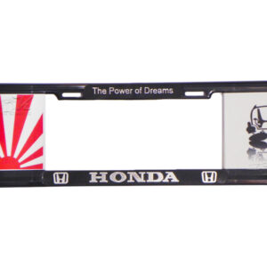 MARCO PORTAPLACA TIPO EUROPEO EDICION HONDA RUDE DEMON JAPAN RISING SUN HECHO DE PLASTICO ABS CON LETRAS EN RELIEVE, CALCOMANIAS EN VINIL AUTOADHERIBLE IMPRESO CON REFLEJANTE, COMPATIBLE CON TODAS LAS PLACAS MEXICANAS.