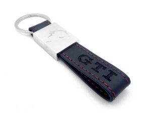 LLAVERO EDICION LIMITADA GTI, PIEL COSTURAS ROJAS