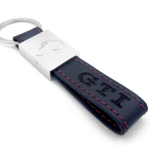LLAVERO EDICION LIMITADA GTI, PIEL COSTURAS ROJAS