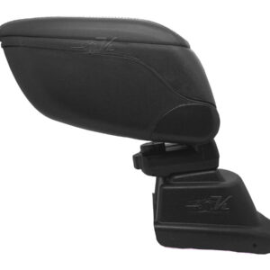Consola descansabrazos universal hecha de plastico ABS de la más alta calidad y tapa forrada en vinipiel para uso rudo, incluye brack adaptador para fijarse sobre la consola actual del vehiculo, compatible con Volkswagen Vento y Volkswagen Polo.