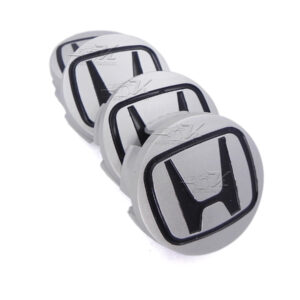 SET DE 4 CENTROS DE RIN COLOR GRIS, DIAMETRO DE 56 MM, HECHO DE PLASTICO ABS, CEJAS INTERIORES PARA SU INSTALACION, LETRAS GRABADAS Y PINTADAS EN COLOR NEGRO.