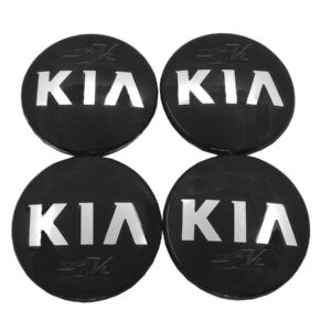 SET CON 4 CENTROS DE RIN 59 MM DIAMETRO COMPATIBLE CON RINES DE VEHICULOS KIA, LOGO ENCAPSULADO, FACIL INSTALACION