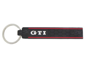 Llavero de coleccion edicion GTI hecho de caucho, panal de la parrilla grabado con linea roja