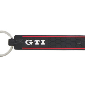 Llavero de coleccion edicion GTI hecho de caucho, panal de la parrilla grabado con linea roja