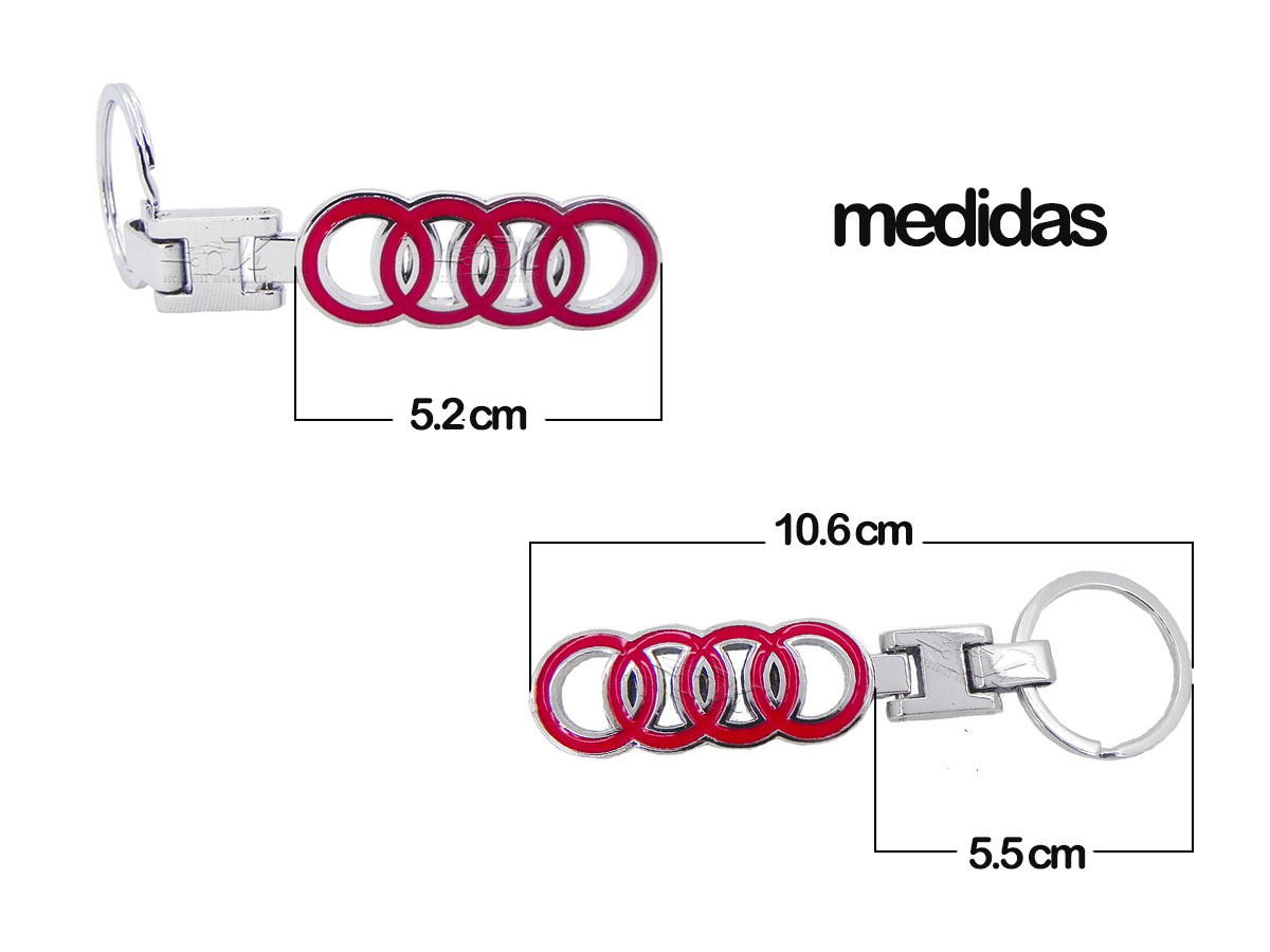 LLAVERO CON MOVIMIENTO ARTICULADO, EDICION PREMIUM AUDI, ACABADO PLATA, LOGO GRABADO, IDEAL PARA LAS LLAVES DEL VEHICULO.