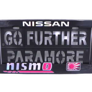 SET DE 2 PORTA PLACAS NISSAN, NISMO, SENTRA, 370Z, SOL NACIENTE