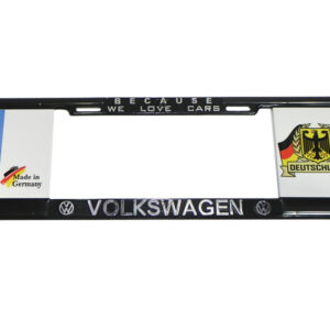 MARCO PORTAPLACA TIPO EUROPEO HECHO DE PLASTICO ABS COMPATIBLE CON TODAS LAS MATRICULAS MEXICANAS, LETRAS EN RELIEVE E IMAGENES EN VINIL AUTOADHERIBLE REFLEJANTE.