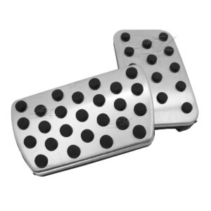 HECHOS DE ALUMINIO CON CAUCHO VULCANIZADO, MEJORA LA ADHERENCIA DEL ZAPATO AL CONDUCIR, INSTALACIÓN SENCILLA SOLO SE RETIRAN LAS GOMAS ORIGINALES Y SE COLOCAN ESTOS NUEVOS EN EL MISMO LUGAR, APARIENCIA DE LUJO EN EL VEHICULO.
