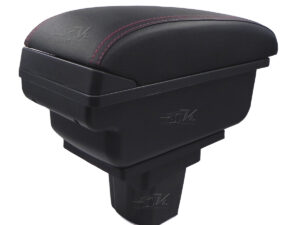 HECHO DE PLASTICO ABS, TAPA CON CUBIERTA EN VINIPIEL Y COSTURAS ROJO, ADAPTADOR PARA INSTALAR EN EL AREA DEL PORTAVASO DE LA CONSOLA CENTRAL, INSTALACIÓN FACIL.