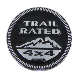 Emblema circular para salipcadera de Jeep edición Trail Rated 4x4, excelente calidad y resistencia a climas extremos.